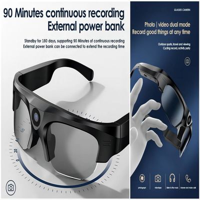 γυαλιά ηλίου βιντεοκάμερων 4K Bluetooth για την αλιεία, ελεύθερη πτώση με αλεξίπτωτο, να κάνει σκι