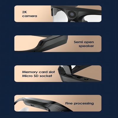 γυαλιά ηλίου βιντεοκάμερων 4K Bluetooth για την αλιεία, ελεύθερη πτώση με αλεξίπτωτο, να κάνει σκι
