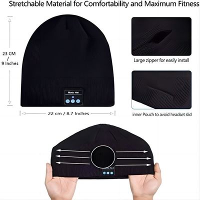 Το Bluetooth Beanie, διπλό δέρας που ευθυγραμμίζεται με Bluetooth 5,1 ασύρματο θερμό πλέκει το καπέλο Beanie Bluetooth