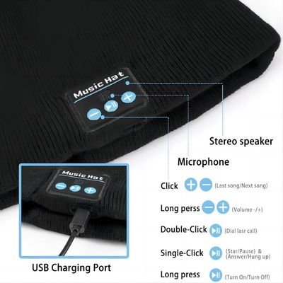 Το Bluetooth Beanie, διπλό δέρας που ευθυγραμμίζεται με Bluetooth 5,1 ασύρματο θερμό πλέκει το καπέλο Beanie Bluetooth