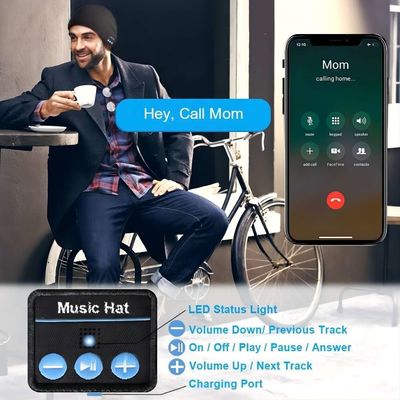 B5 ασύρματο καπέλο Beanie με το bluetooth, τα με ελεύθερα χέρια τηλεφωνήματα &amp; το παιχνίδι μουσικής με τη ζεστασιά για τους άνδρες, χειμερινός αθλητισμός γυναικών