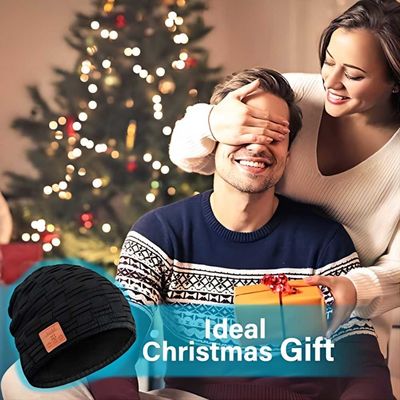 Το ασύρματο μαύρο καπέλο ομιλητών Bluetooth καπέλων Beanie Bluetooth με τη μουσική απολαμβάνει ως δώρα Stuffers γυναικείων καλτσών για την οικογένεια