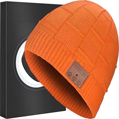 Πορτοκαλιές Bluetooth Beanie με ελεύθερα χέρια κλήσεις μουσικής ακούσματος κασκών καπέλων ασύρματες