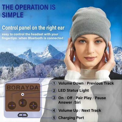 Το ασύρματο καπέλο Beanie Bluetooth πλέκει το καπέλο μουσικής για την ανακύκλωση, αριθμός που κάνει πατινάζ, πεζοπορία