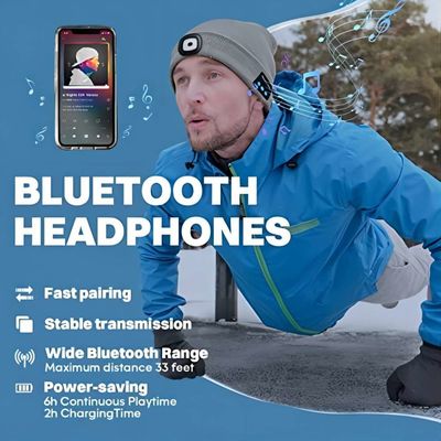 Χέρια καπέλων ακουστικών αθλητικού Bluetooth ελεύθερα με τις τηλεφωνικές συζητήσεις Flahslight μουσικής