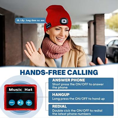 Καπέλο των οδηγήσεων Bluetooth αναπαραγωγής ήχου μουσικής τηλεφωνημάτων με το φως 4 οδηγήσεων για το περπάτημα νύχτας