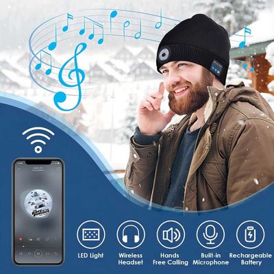 Ασύρματο καπέλο ακουστικών Bluetooth με την ελαφριά νύχτα Biking Bluetooth Beanie