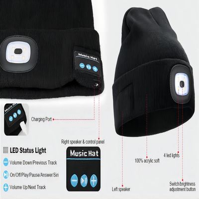 Bluetooth Beanie οδηγήσεων με τον προβολέα, για άνδρες και για γυναίκες USB Rechargable δώρα ανδρών γυναικών προβολέων χεριών δωρεάν για τον μπαμπά αυτός σύζυγος
