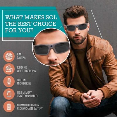 Τηλεοπτικά τηλεοπτικά γυαλιά ηλίου Bluetooth καταγραφής